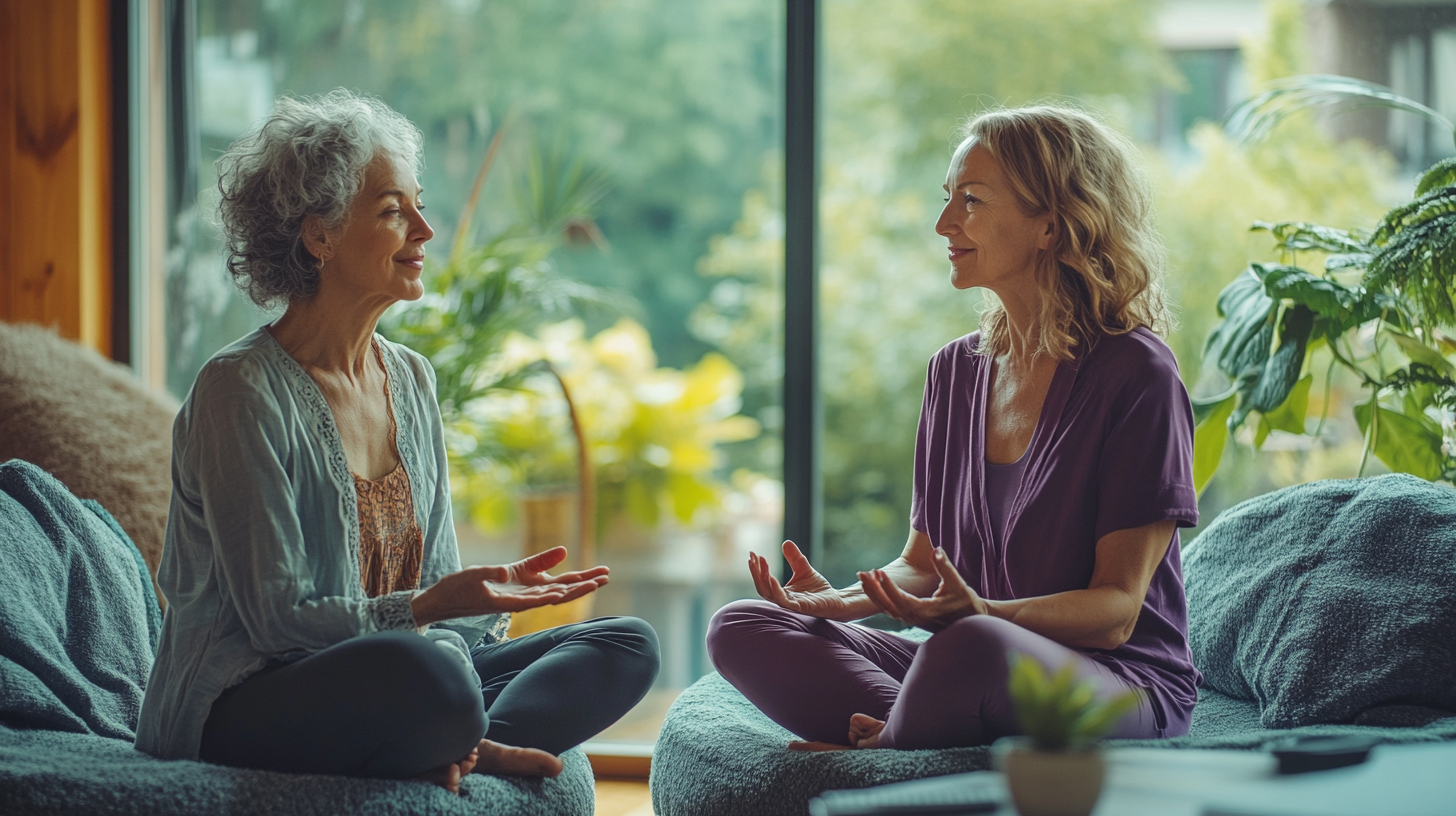 Досвідчений інструктор допомагає учню виконати асану правильно